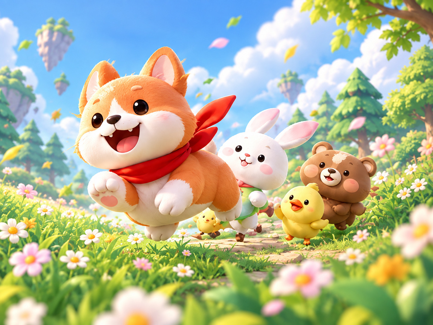 GonGun Games mascots running through the forest
