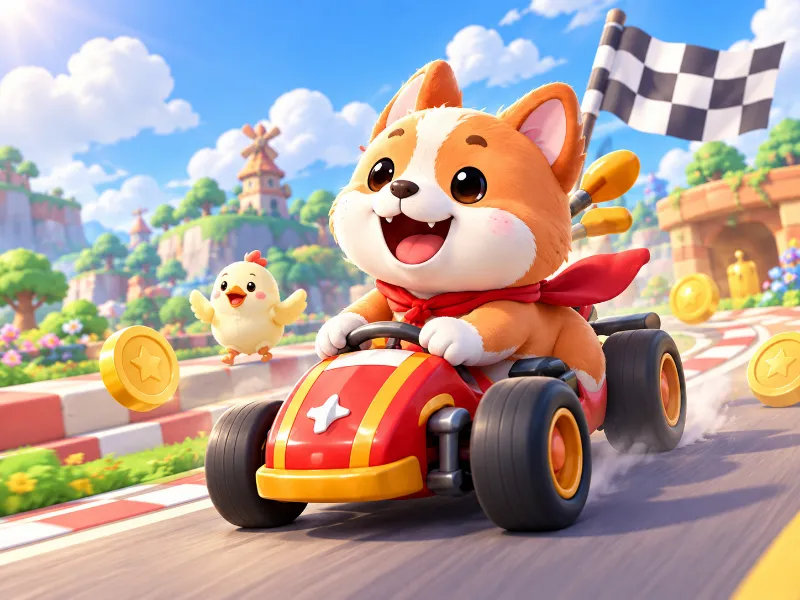 GonGun Games mascot riding a kart
