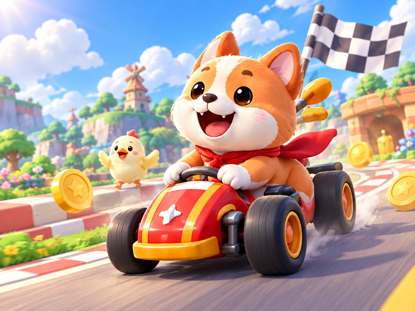 GonGun Games mascot riding a kart